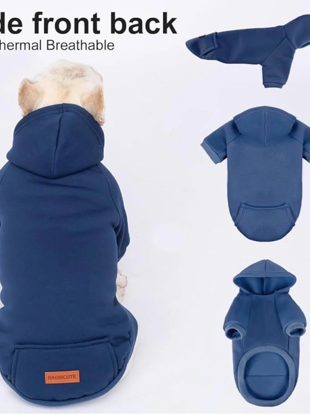 Baobicute Lot of (4) Fleece Dog Hoodie - Cozy Lightweight Pullover Multicolor